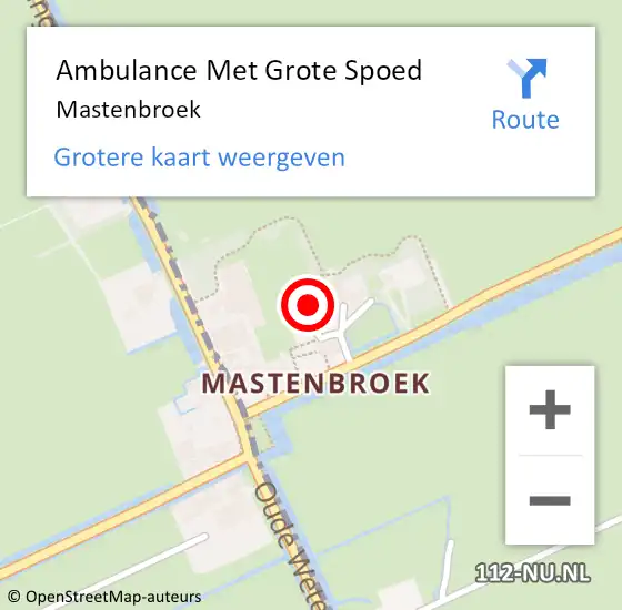 Locatie op kaart van de 112 melding: Ambulance Met Grote Spoed Naar Mastenbroek op 27 juni 2024 11:51