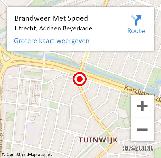 Locatie op kaart van de 112 melding: Brandweer Met Spoed Naar Utrecht, Adriaen Beyerkade op 27 juni 2024 11:55