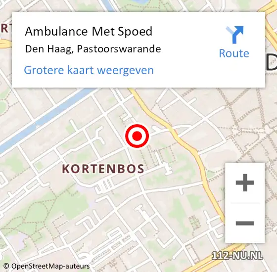 Locatie op kaart van de 112 melding: Ambulance Met Spoed Naar Den Haag, Pastoorswarande op 27 juni 2024 12:00