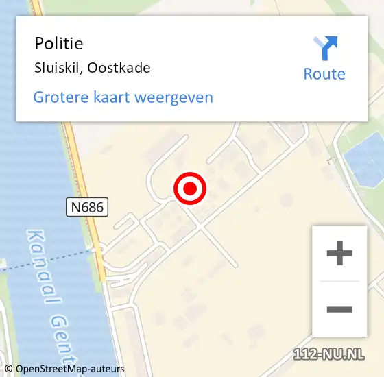 Locatie op kaart van de 112 melding: Politie Sluiskil, Oostkade op 27 juni 2024 12:03