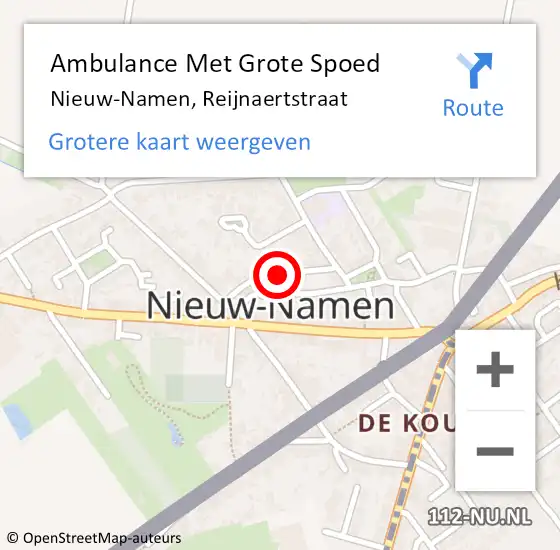 Locatie op kaart van de 112 melding: Ambulance Met Grote Spoed Naar Nieuw-Namen, Reijnaertstraat op 17 oktober 2013 10:06