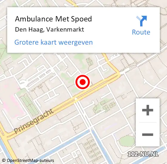 Locatie op kaart van de 112 melding: Ambulance Met Spoed Naar Den Haag, Varkenmarkt op 27 juni 2024 12:25