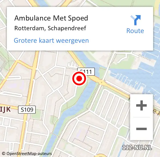 Locatie op kaart van de 112 melding: Ambulance Met Spoed Naar Rotterdam, Schapendreef op 27 juni 2024 12:32