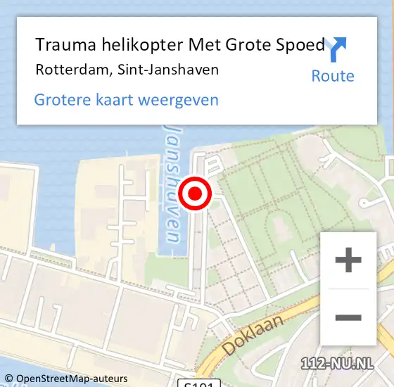 Locatie op kaart van de 112 melding: Trauma helikopter Met Grote Spoed Naar Rotterdam, Sint-Janshaven op 27 juni 2024 12:33