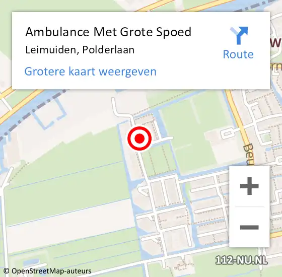 Locatie op kaart van de 112 melding: Ambulance Met Grote Spoed Naar Leimuiden, Polderlaan op 27 juni 2024 12:43