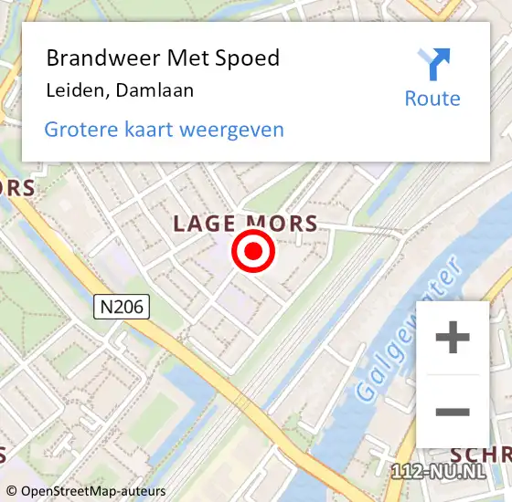 Locatie op kaart van de 112 melding: Brandweer Met Spoed Naar Leiden, Damlaan op 27 juni 2024 12:45