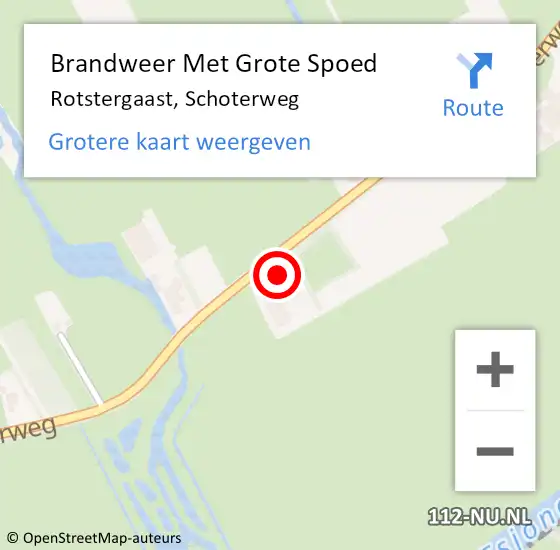 Locatie op kaart van de 112 melding: Brandweer Met Grote Spoed Naar Rotstergaast, Schoterweg op 10 oktober 2014 21:56
