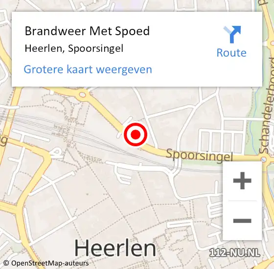 Locatie op kaart van de 112 melding: Brandweer Met Spoed Naar Heerlen, Spoorsingel op 27 juni 2024 12:50