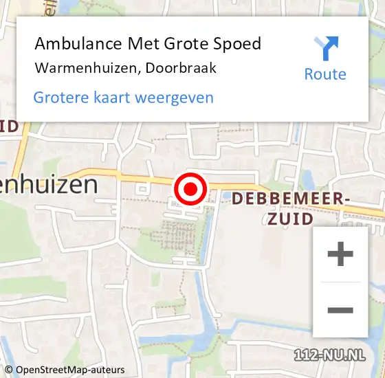 Locatie op kaart van de 112 melding: Ambulance Met Grote Spoed Naar Warmenhuizen, Doorbraak op 27 juni 2024 12:59