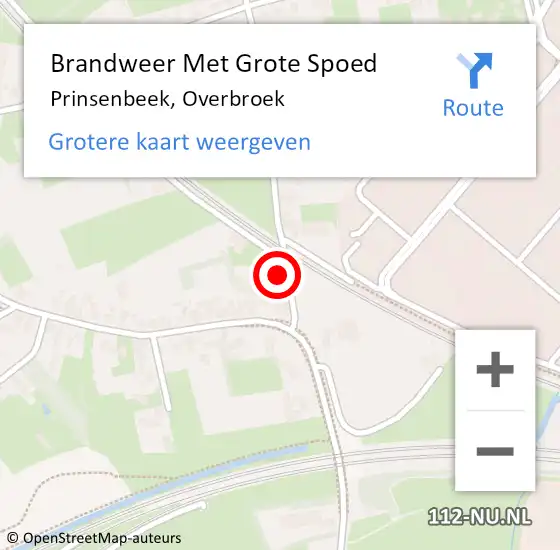 Locatie op kaart van de 112 melding: Brandweer Met Grote Spoed Naar Prinsenbeek, Overbroek op 27 juni 2024 13:00