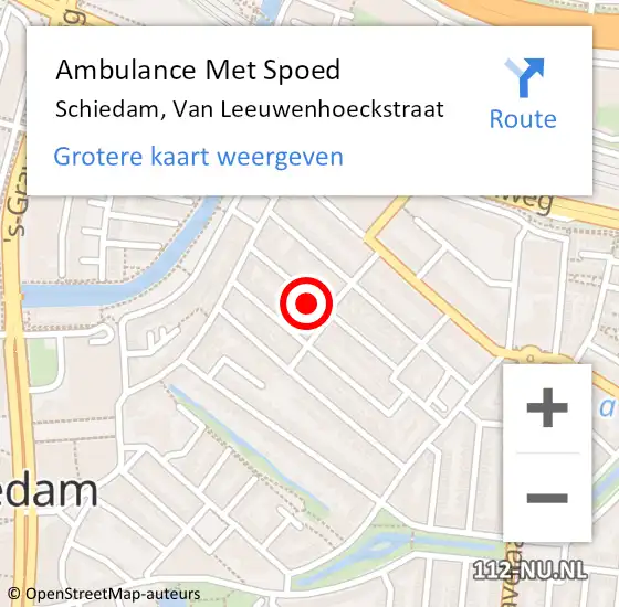 Locatie op kaart van de 112 melding: Ambulance Met Spoed Naar Schiedam, Van Leeuwenhoeckstraat op 27 juni 2024 13:02