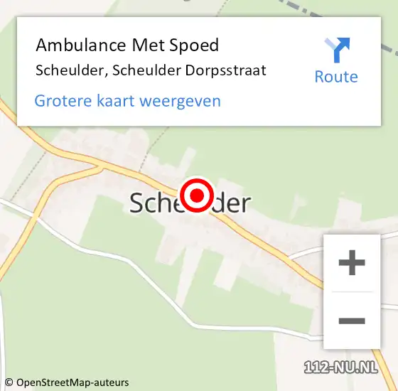 Locatie op kaart van de 112 melding: Ambulance Met Spoed Naar Scheulder, Scheulder Dorpsstraat op 10 oktober 2014 22:01