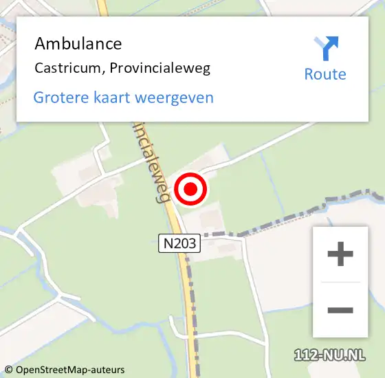 Locatie op kaart van de 112 melding: Ambulance Castricum, Provincialeweg op 27 juni 2024 13:14