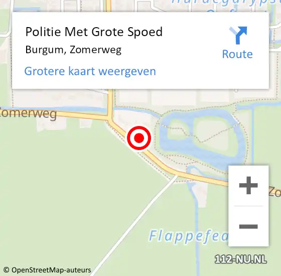 Locatie op kaart van de 112 melding: Politie Met Grote Spoed Naar Burgum, Zomerweg op 27 juni 2024 13:21