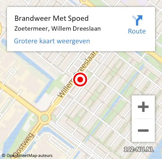 Locatie op kaart van de 112 melding: Brandweer Met Spoed Naar Zoetermeer, Willem Dreeslaan op 27 juni 2024 13:21