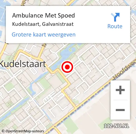 Locatie op kaart van de 112 melding: Ambulance Met Spoed Naar Kudelstaart, Galvanistraat op 27 juni 2024 13:21