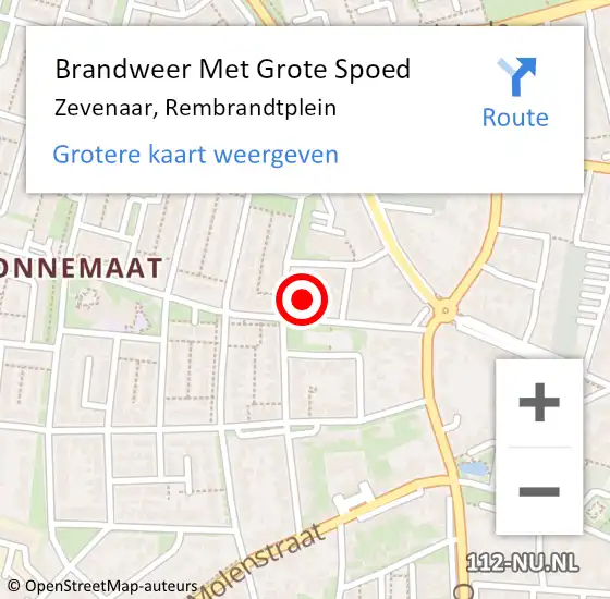 Locatie op kaart van de 112 melding: Brandweer Met Grote Spoed Naar Zevenaar, Rembrandtplein op 27 juni 2024 13:23