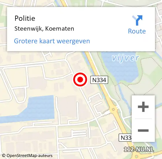 Locatie op kaart van de 112 melding: Politie Steenwijk, Koematen op 27 juni 2024 13:45