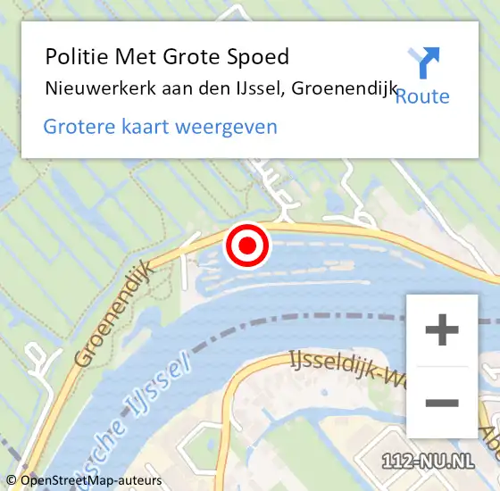 Locatie op kaart van de 112 melding: Politie Met Grote Spoed Naar Nieuwerkerk aan den IJssel, Groenendijk op 27 juni 2024 13:48