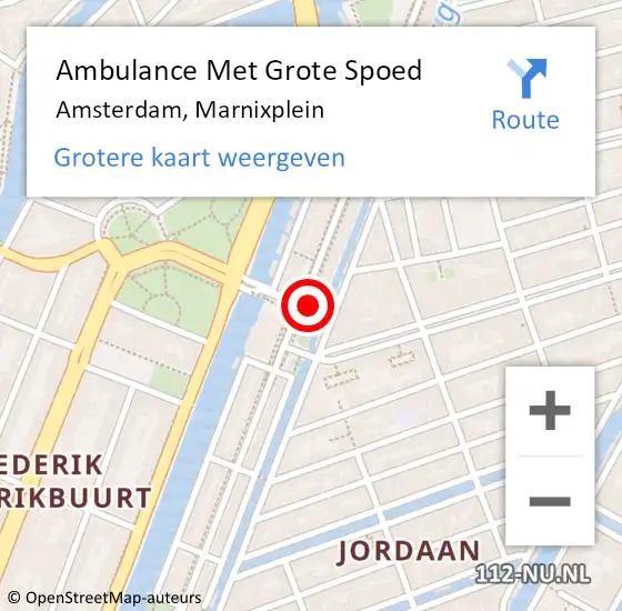 Locatie op kaart van de 112 melding: Ambulance Met Grote Spoed Naar Amsterdam, Marnixplein op 27 juni 2024 13:55