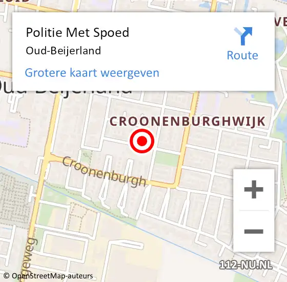 Locatie op kaart van de 112 melding: Politie Met Spoed Naar Oud-Beijerland op 27 juni 2024 13:56