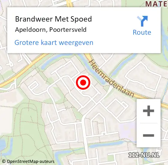 Locatie op kaart van de 112 melding: Brandweer Met Spoed Naar Apeldoorn, Poortersveld op 27 juni 2024 14:06