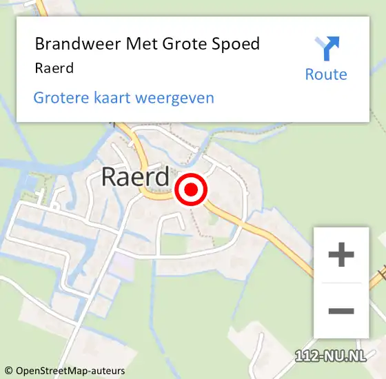 Locatie op kaart van de 112 melding: Brandweer Met Grote Spoed Naar Raerd op 27 juni 2024 14:09