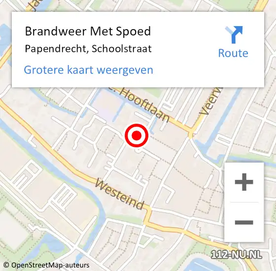 Locatie op kaart van de 112 melding: Brandweer Met Spoed Naar Papendrecht, Schoolstraat op 27 juni 2024 14:09