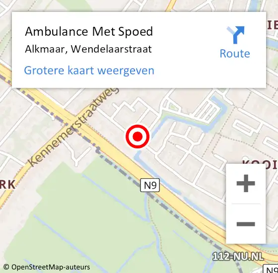 Locatie op kaart van de 112 melding: Ambulance Met Spoed Naar Alkmaar, Wendelaarstraat op 27 juni 2024 14:14