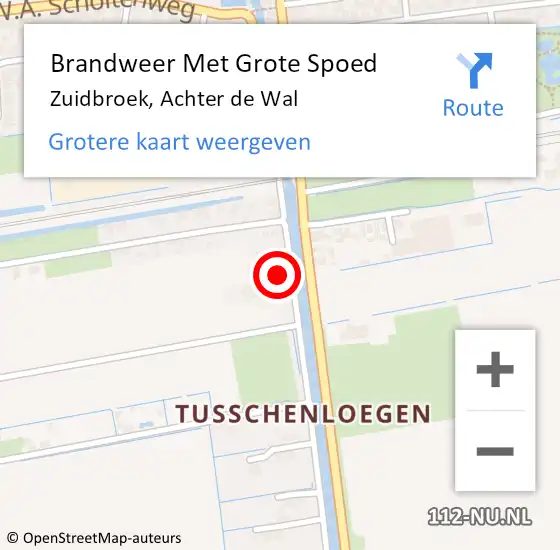 Locatie op kaart van de 112 melding: Brandweer Met Grote Spoed Naar Zuidbroek, Achter de Wal op 27 juni 2024 14:14