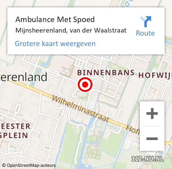 Locatie op kaart van de 112 melding: Ambulance Met Spoed Naar Mijnsheerenland, van der Waalstraat op 27 juni 2024 14:16