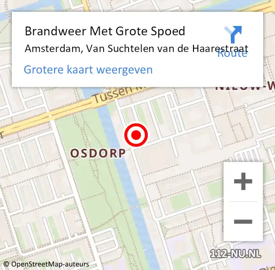 Locatie op kaart van de 112 melding: Brandweer Met Grote Spoed Naar Amsterdam, Van Suchtelen van de Haarestraat op 27 juni 2024 14:16