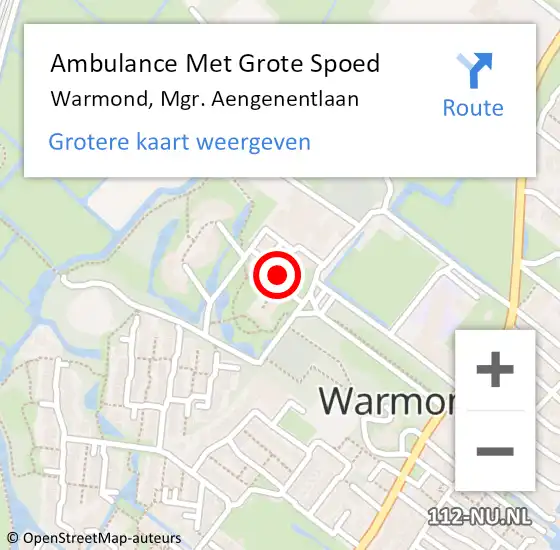 Locatie op kaart van de 112 melding: Ambulance Met Grote Spoed Naar Warmond, Mgr. Aengenentlaan op 27 juni 2024 14:16