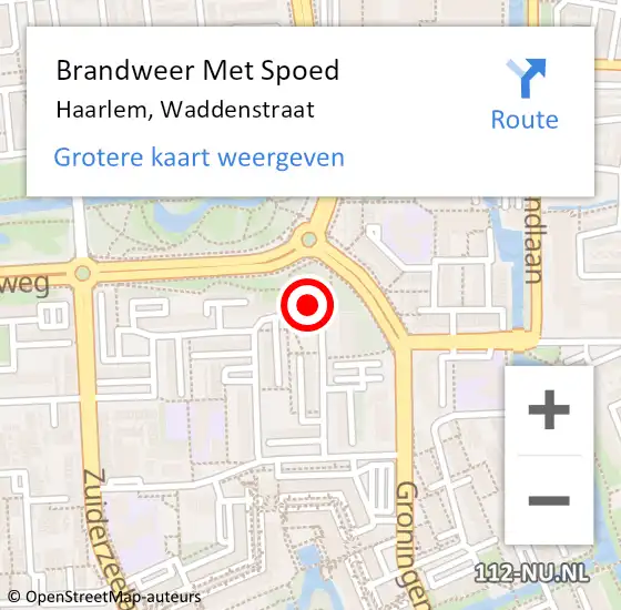 Locatie op kaart van de 112 melding: Brandweer Met Spoed Naar Haarlem, Waddenstraat op 27 juni 2024 14:25