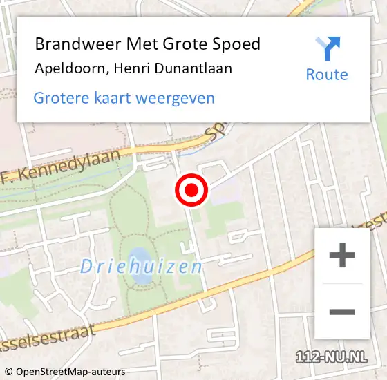 Locatie op kaart van de 112 melding: Brandweer Met Grote Spoed Naar Apeldoorn, Henri Dunantlaan op 27 juni 2024 14:34