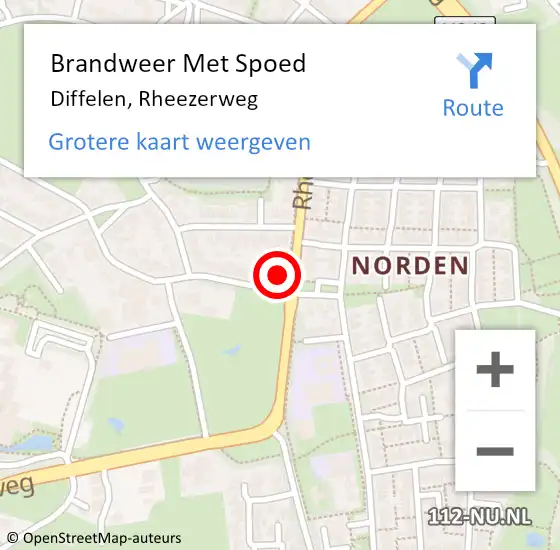 Locatie op kaart van de 112 melding: Brandweer Met Spoed Naar Diffelen, Rheezerweg op 27 juni 2024 14:41