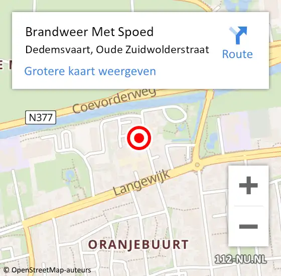 Locatie op kaart van de 112 melding: Brandweer Met Spoed Naar Dedemsvaart, Oude Zuidwolderstraat op 27 juni 2024 14:41