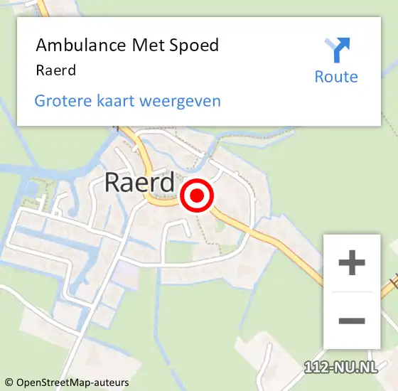 Locatie op kaart van de 112 melding: Ambulance Met Spoed Naar Raerd op 27 juni 2024 14:44