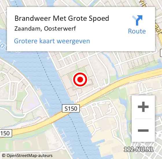 Locatie op kaart van de 112 melding: Brandweer Met Grote Spoed Naar Zaandam, Oosterwerf op 27 juni 2024 14:45