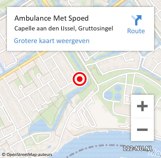 Locatie op kaart van de 112 melding: Ambulance Met Spoed Naar Capelle aan den IJssel, Gruttosingel op 27 juni 2024 14:50