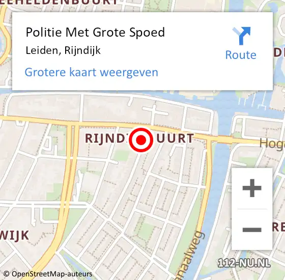 Locatie op kaart van de 112 melding: Politie Met Grote Spoed Naar Leiden, Rijndijk op 27 juni 2024 14:53