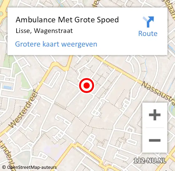 Locatie op kaart van de 112 melding: Ambulance Met Grote Spoed Naar Lisse, Wagenstraat op 27 juni 2024 14:55
