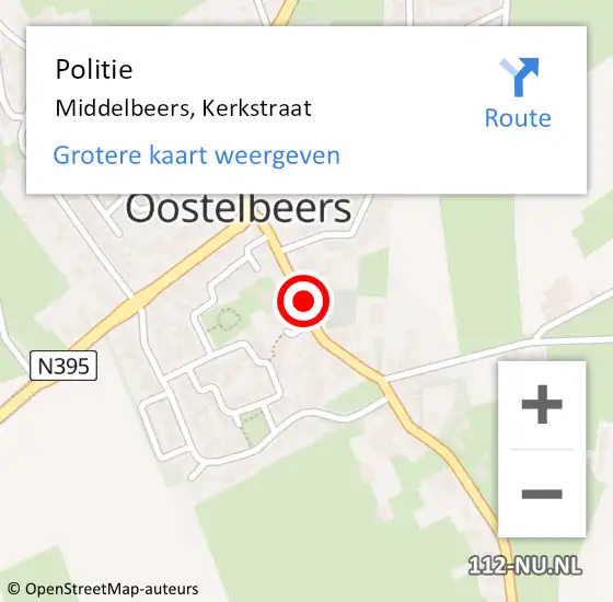 Locatie op kaart van de 112 melding: Politie Middelbeers, Kerkstraat op 27 juni 2024 14:57