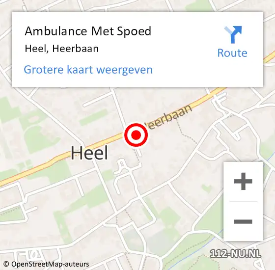 Locatie op kaart van de 112 melding: Ambulance Met Spoed Naar Heel, Heerbaan op 27 juni 2024 14:58