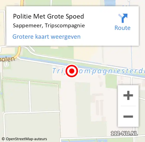 Locatie op kaart van de 112 melding: Politie Met Grote Spoed Naar Sappemeer, Tripscompagnie op 27 juni 2024 15:17