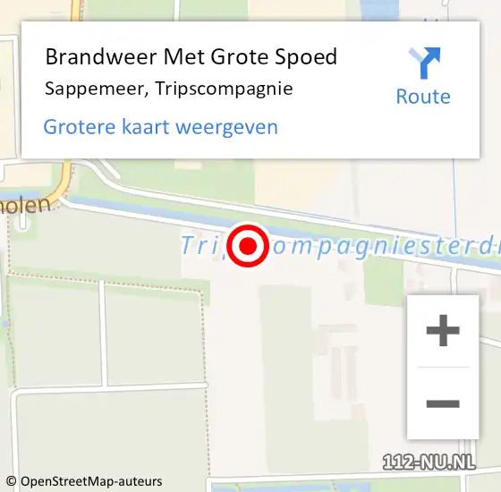 Locatie op kaart van de 112 melding: Brandweer Met Grote Spoed Naar Sappemeer, Tripscompagnie op 27 juni 2024 15:17