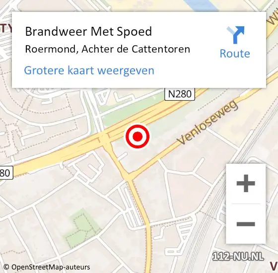Locatie op kaart van de 112 melding: Brandweer Met Spoed Naar Roermond, Achter de Cattentoren op 27 juni 2024 15:23