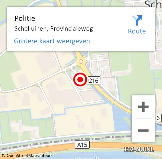 Locatie op kaart van de 112 melding: Politie Schelluinen, Provincialeweg op 27 juni 2024 15:35