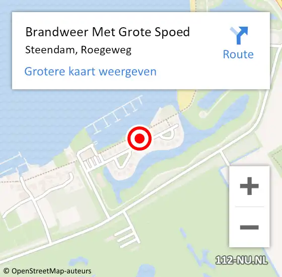 Locatie op kaart van de 112 melding: Brandweer Met Grote Spoed Naar Steendam, Roegeweg op 27 juni 2024 16:03