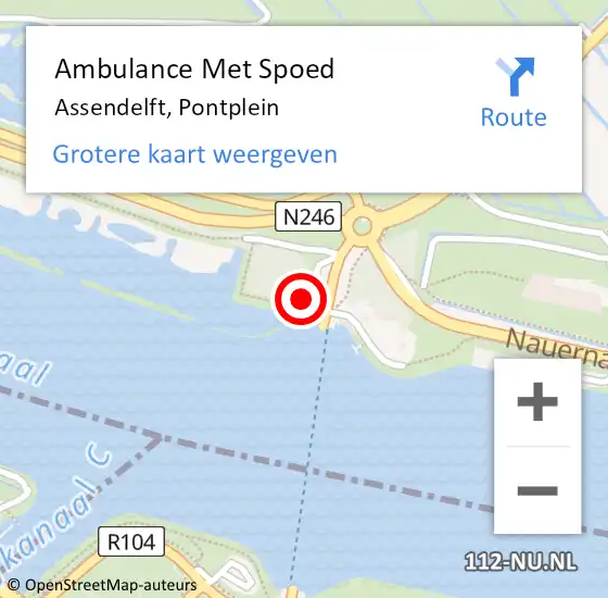 Locatie op kaart van de 112 melding: Ambulance Met Spoed Naar Assendelft, Pontplein op 27 juni 2024 16:04